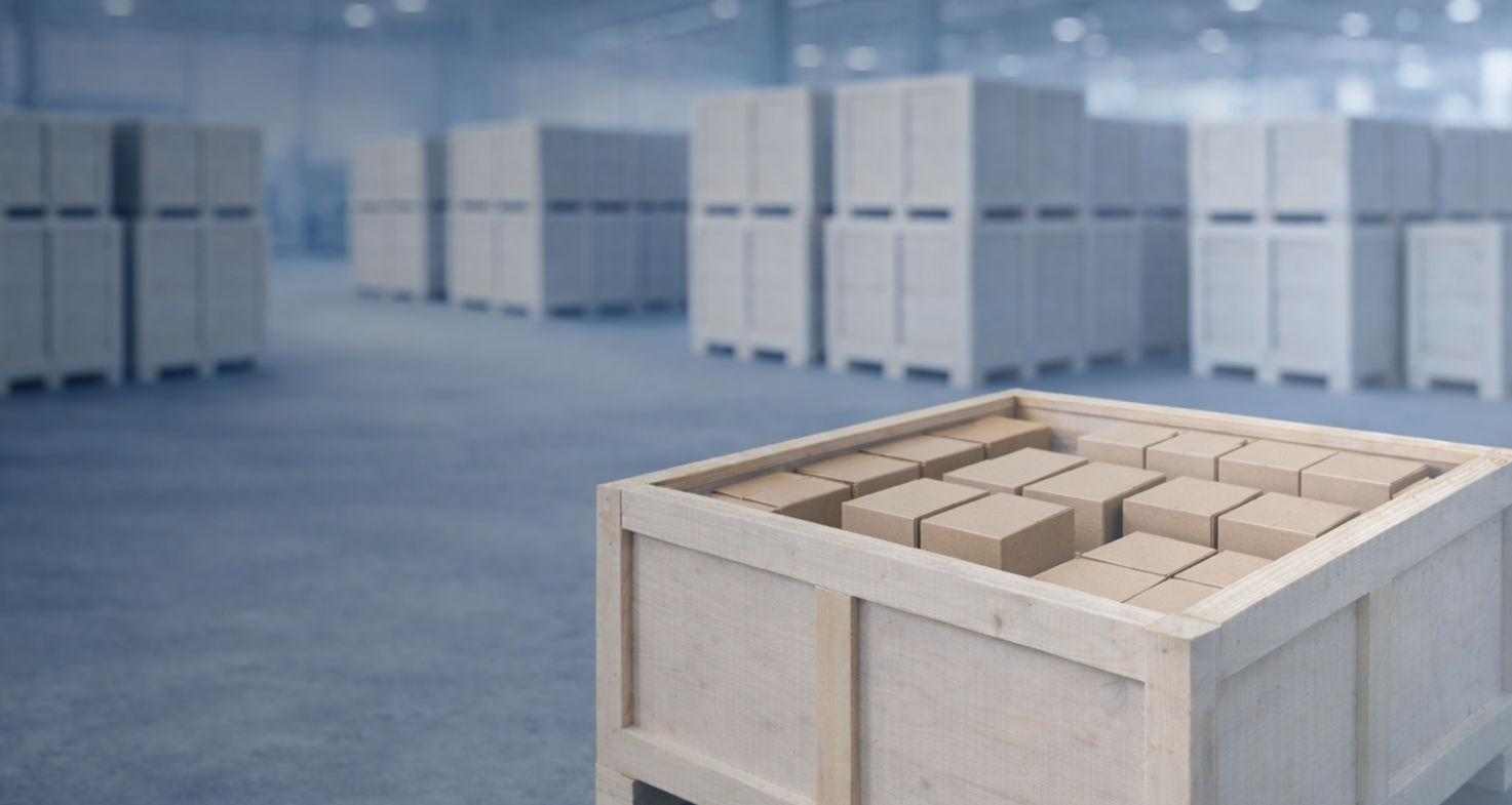 Industrial warehouse with shipping pallets